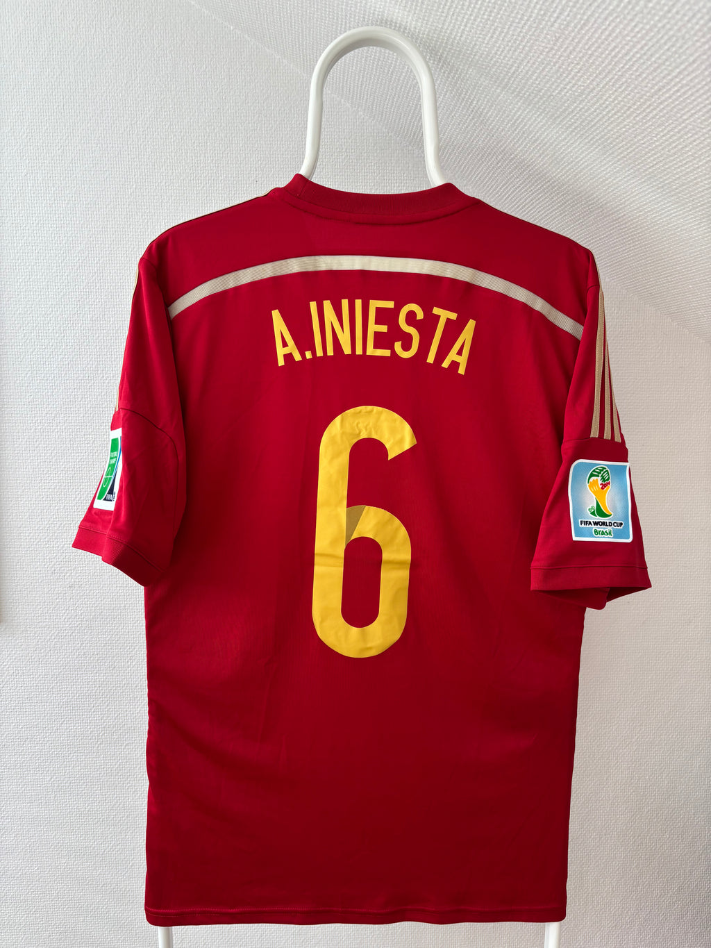 Andres Iniesta Spain 2014 World Cup original vintage football jersey back view