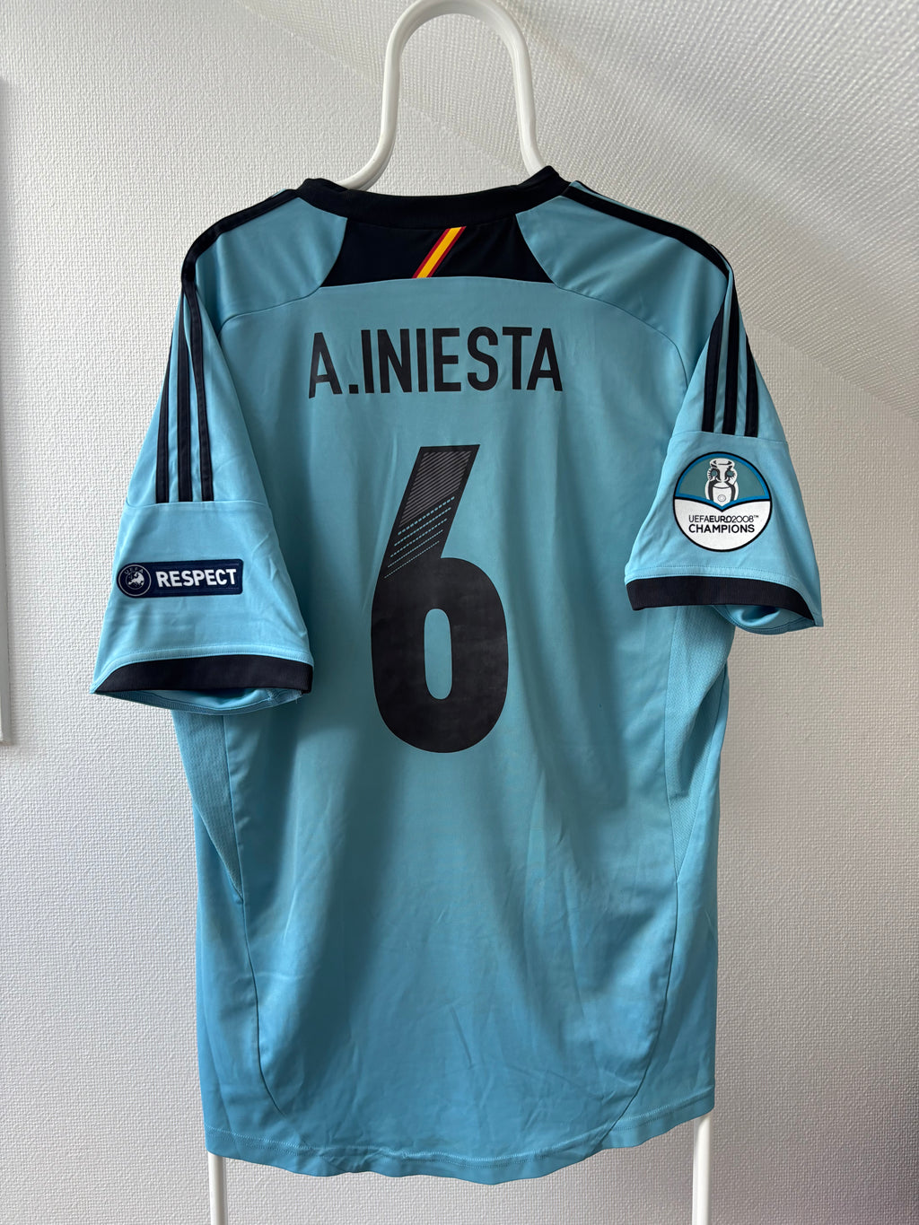Andres Iniesta Spain Euro 2008 original vintage football jersey back view