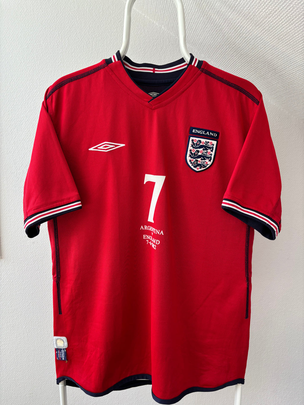 Beckham England 2002 FIFA World Cup Away Jersey – Original Vintage Fanversion - Str. M