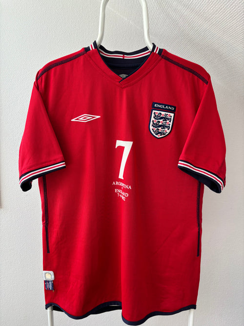 Beckham England 2002 FIFA World Cup Away Jersey – Original Vintage Fanversion - Str. M