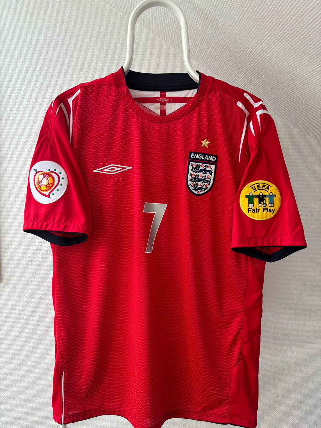 Beckham England 2004/06 Fodboldtrøje – Original Vintage Fanversion - Str. M
